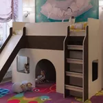Низкая кровать чердак с горкой для детей от 3-х лет МКЧ 102