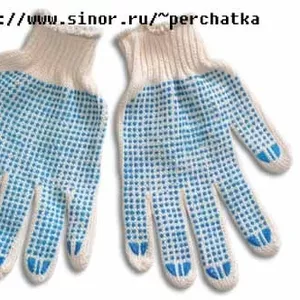 Рабочие перчатки хб с ПВХ Эконом цена 8, 50 руб белые 10 кл вязки 3 нит