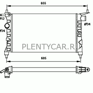 Радіатор 285 mm OPEL Combo / Corsa B / Tigra A 