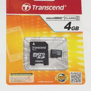 Карта памяти mikroSD Transend на 4 GB + адаптер