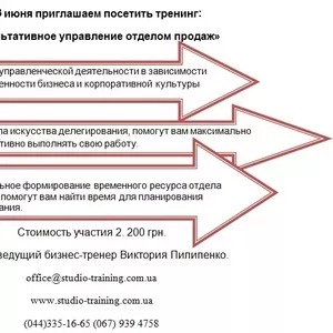 Приглашаем посетить тренинг «Результативное управление отделом продаж»