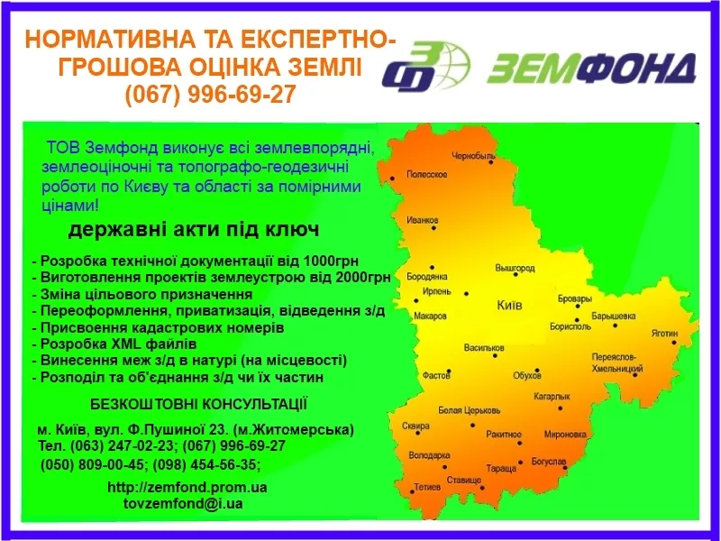 Землевпорядні послуги по Київській області - ТОВ Земфонд 3