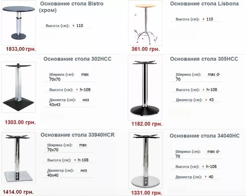 Купить основания (базы, опоры) барных столов Киев,  барные столы Украина 12