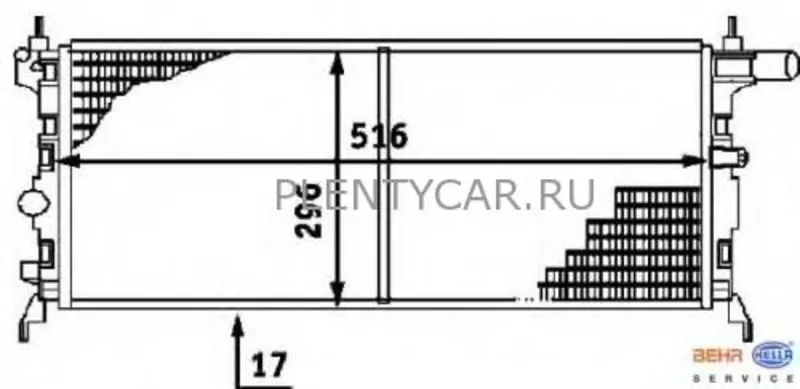 Радіатор 296 mm OPEL Kadett E