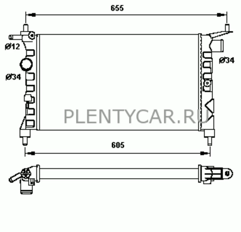 Радіатор 285 mm OPEL Combo / Corsa B / Tigra A 