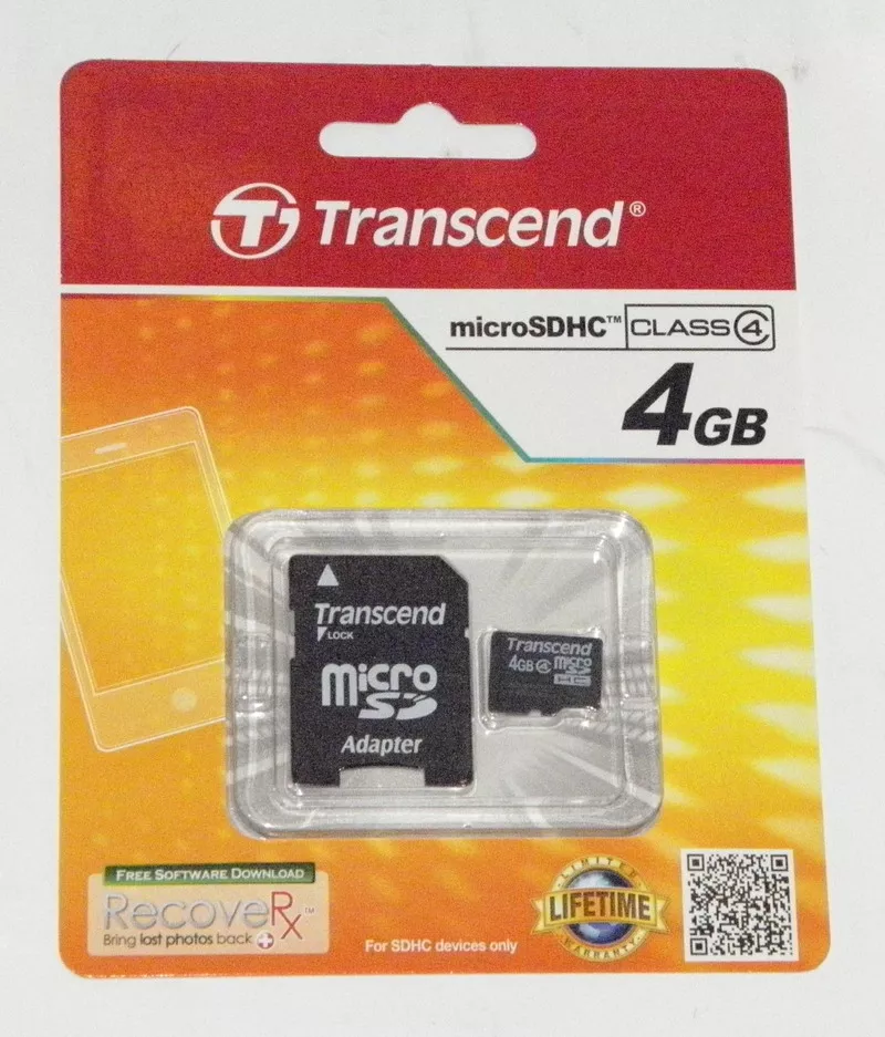 Карта памяти mikroSD Transend на 4 GB + адаптер