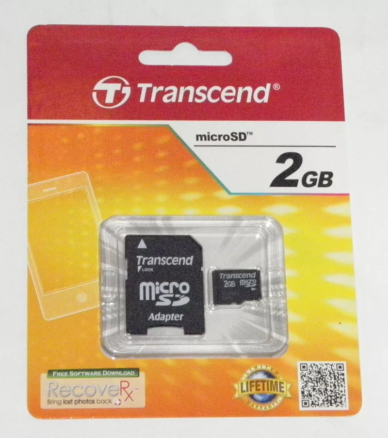Карта памяти mikroSD Transend на 2 GB + адаптер