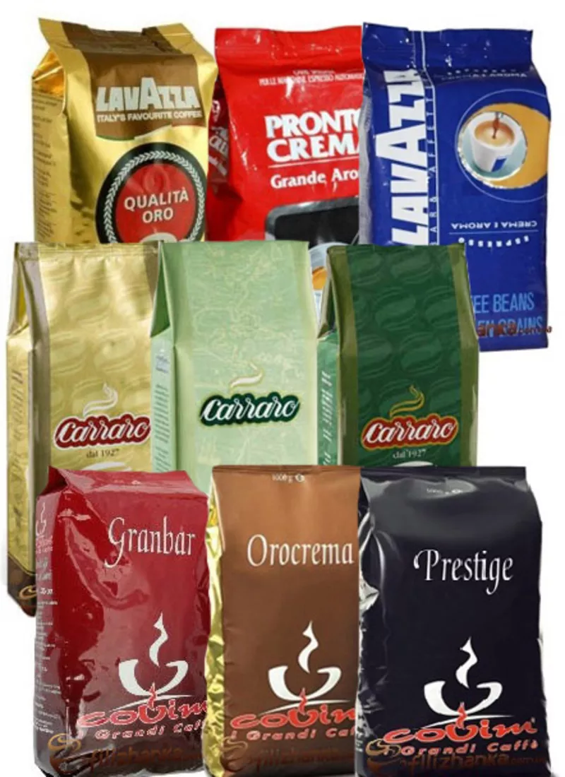 Кофе в зернах Carraro,  Lavazza,  Covim,  Musetti