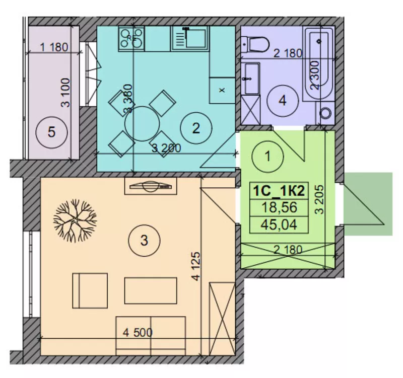 1ком. квартира на Днепровской наб
