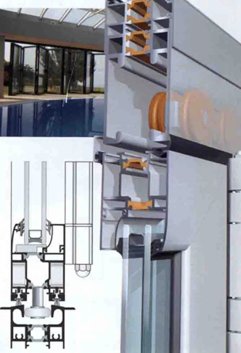 Скдадывающиеся окна двери из алюминия теплого и холодного .