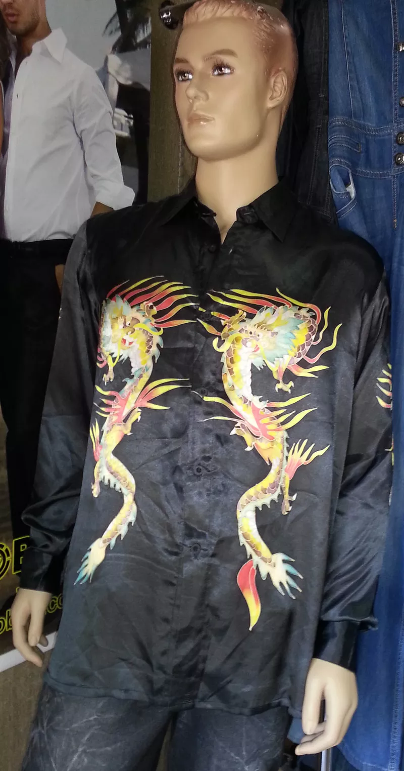 Продам эффектную мужскую рубашку с драконами 4