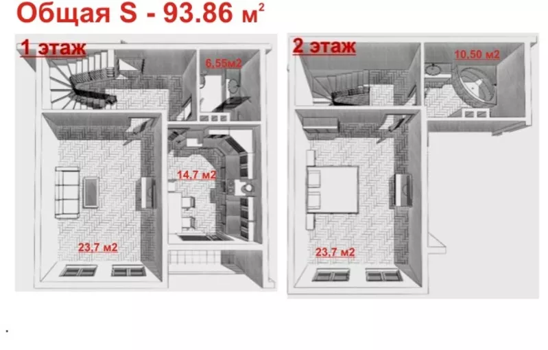 Продаю 2-х комн. 2-х уровневую квартиру (93 м2) в клубном доме. 2