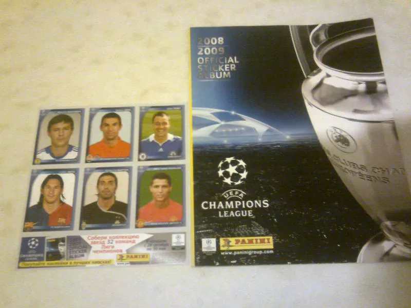 Альбом Panini (пустой) Лига чемпионов 2008/2009 + шесть наклеек.