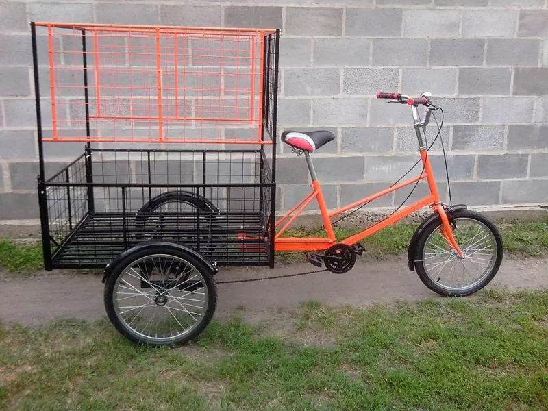 Велосипед трёхколёсный взрослый с корзиной для грузов 7