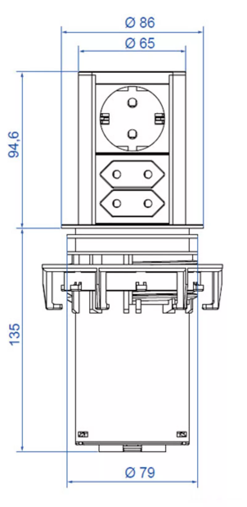 Выдвижной блок розеток Bachmann Elevator 2x220 (Schuko) 5