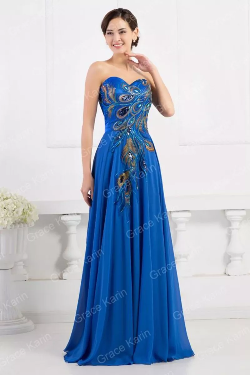 Синее вечернее платье в пол купить Украина.