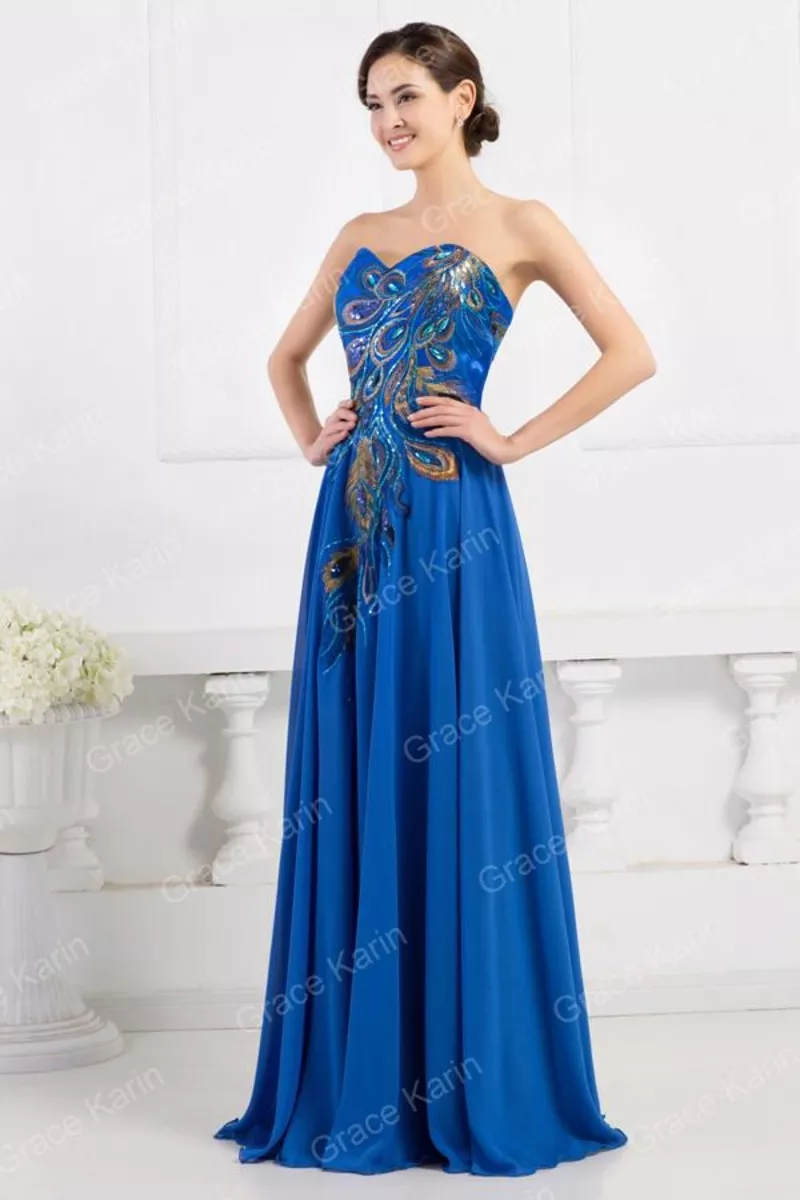 Синее вечернее платье в пол купить Украина. 3