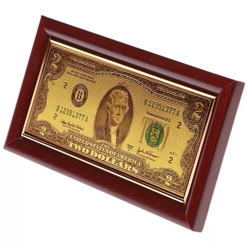 Банкнота номиналом 2 доллара Отличный подарок,  как в преддверии праздника,  так и в знак уважения,  в 2