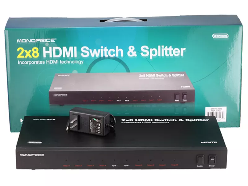 Матричный коммутатор HDMI 2х8,  свитч и сплиттер