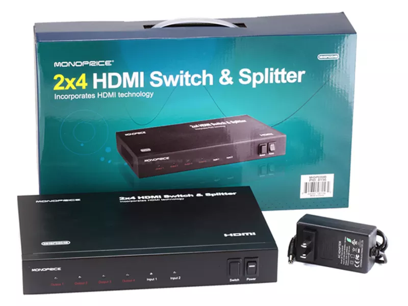 Матричный коммутатор HDMI 2х4,  свитч и сплиттер