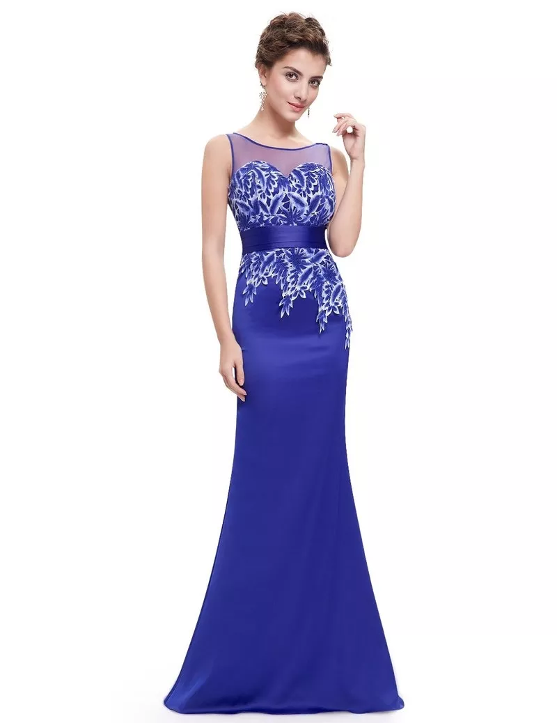 Великолепное синее вечернее платье  3