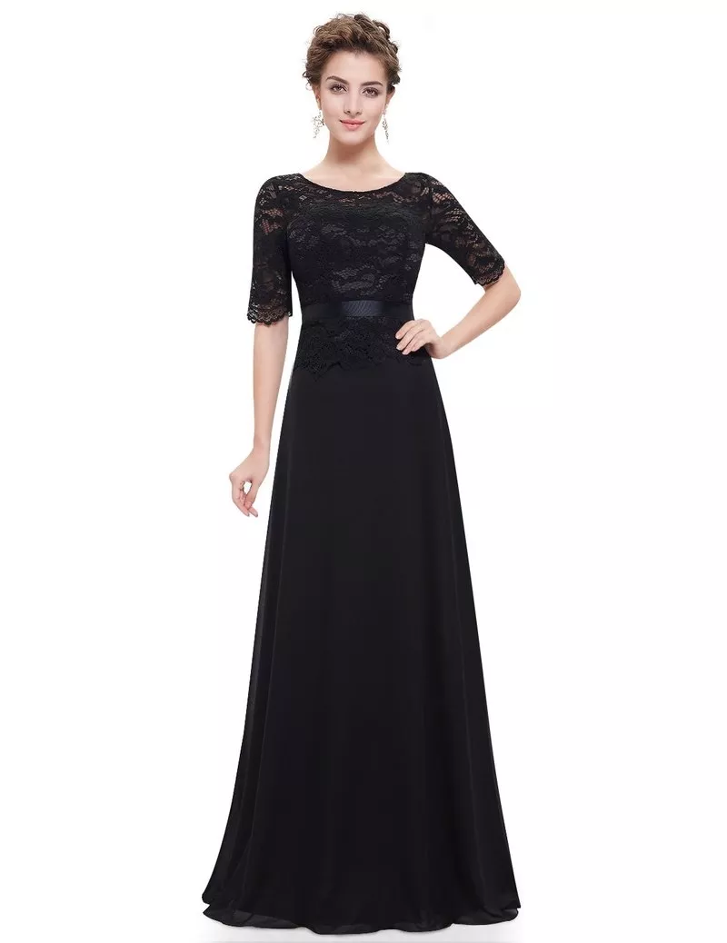 Чёрное вечернее платье с рукавами