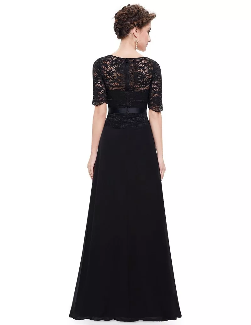 Чёрное вечернее платье с рукавами 2