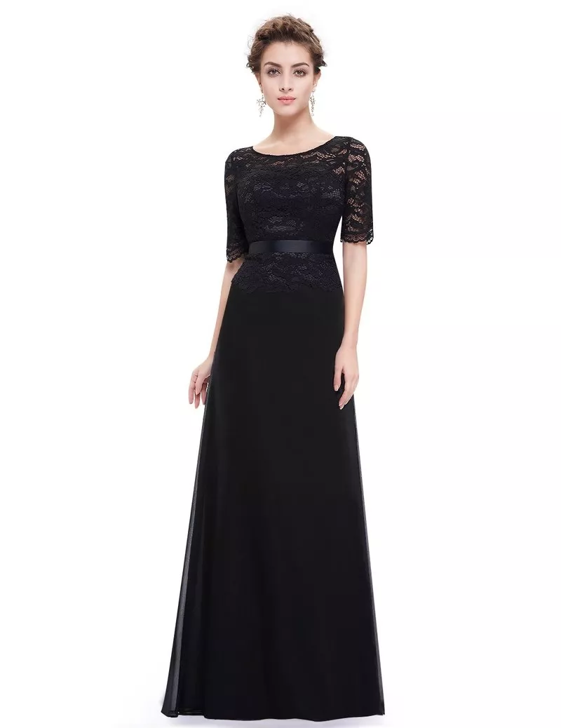 Чёрное вечернее платье с рукавами 3