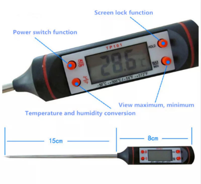 Термометр для кухни электронный. Градусник со щупом цифровой цена 3