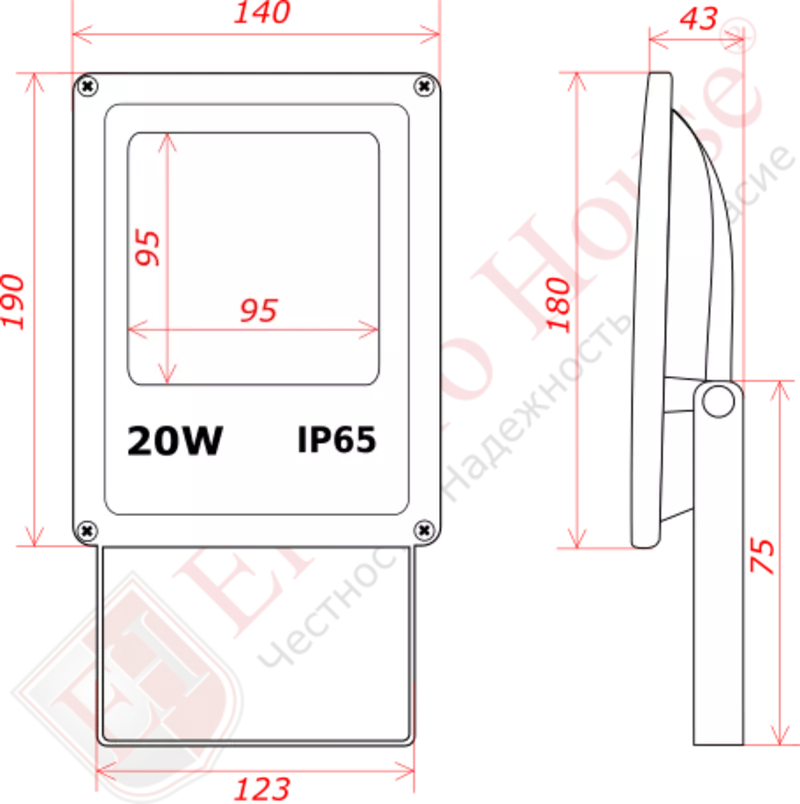 LED прожектор 20W IP65 ElectroHouse EH-LP-206 2