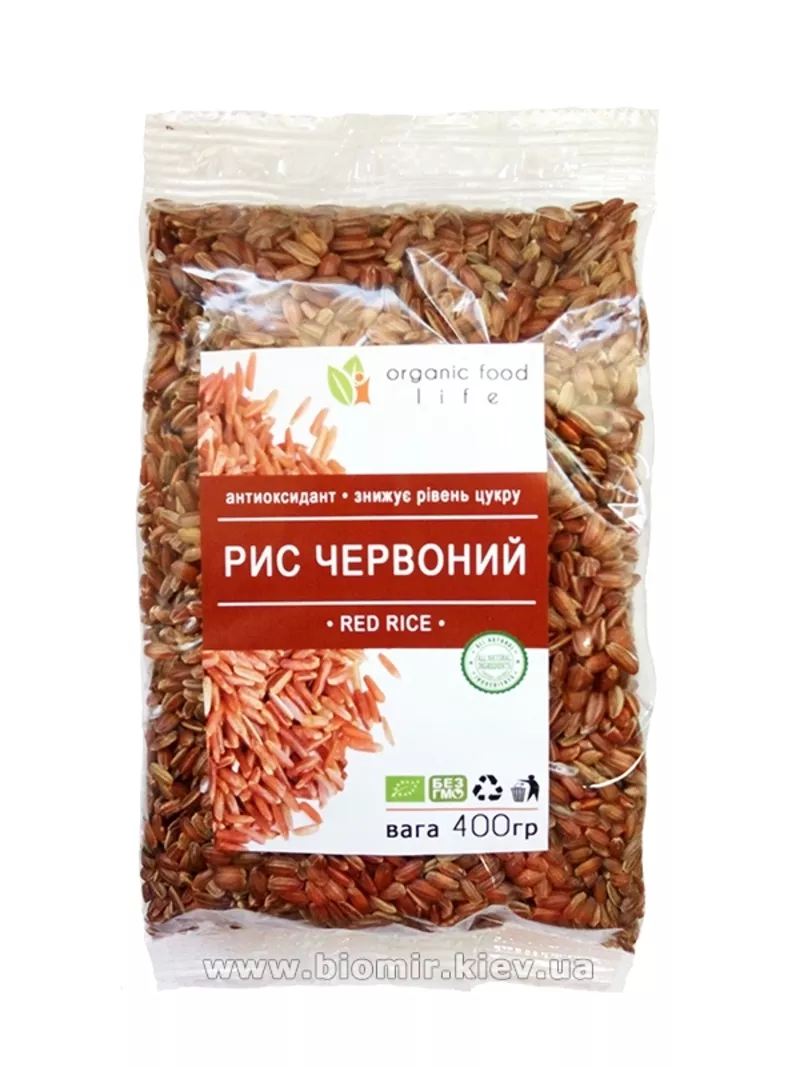 Рис красный цельнозерновой нешлифованный Organic food life 400 грамм