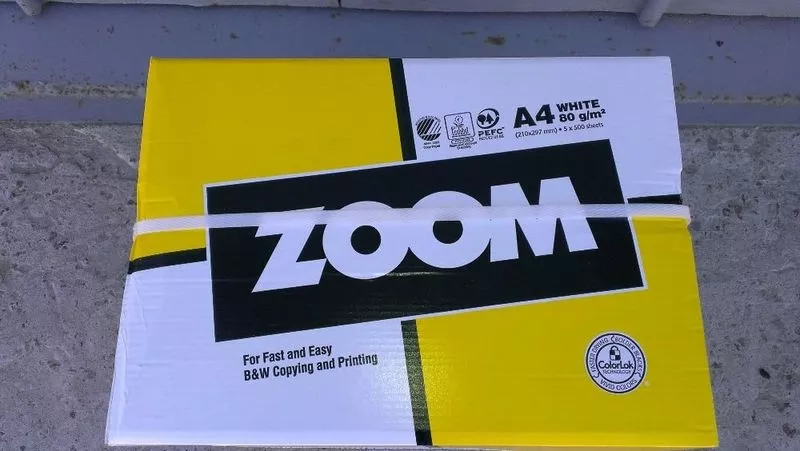 Продам бумагу Zoom А4 80 г/м2 офисная 500 листов.