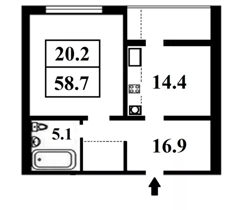 1комн Новобеличи Олевская ул.5 22/25кирп,  58кв.м с ремонтом 2