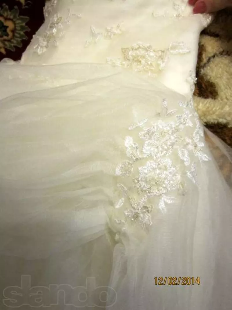 Продам роскошное свадебное платье цвета шампань с подьюбником 4
