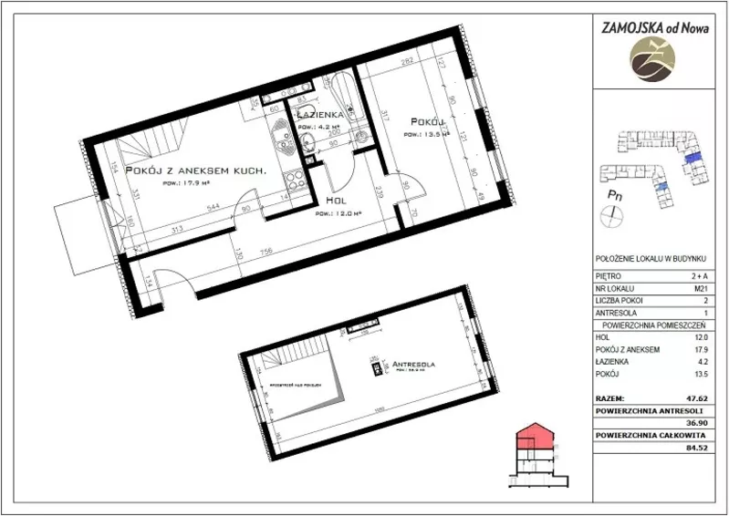 Новая квартира в Люблине 84, 52 м2 3