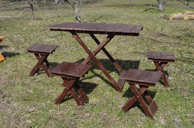 Раскладной стол 1шт и стулья 4шт для пикника + Мангал в подарок 