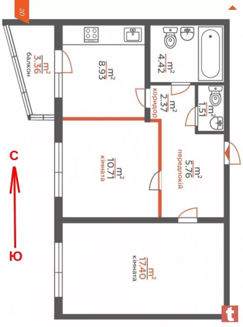 Квартира 54 метра,  2 к,  Вишняковская 4,  Осокорки,  Киев 4