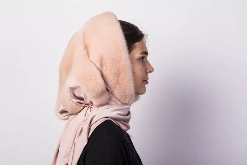 Женский норковый платок на голову 5