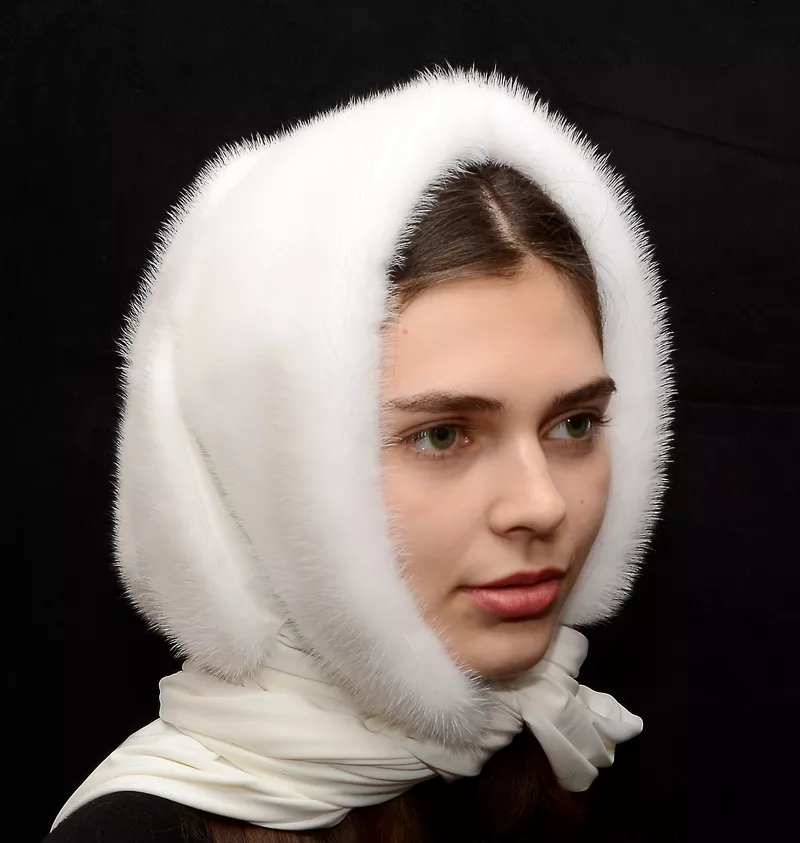 Женский норковый платок на голову 4