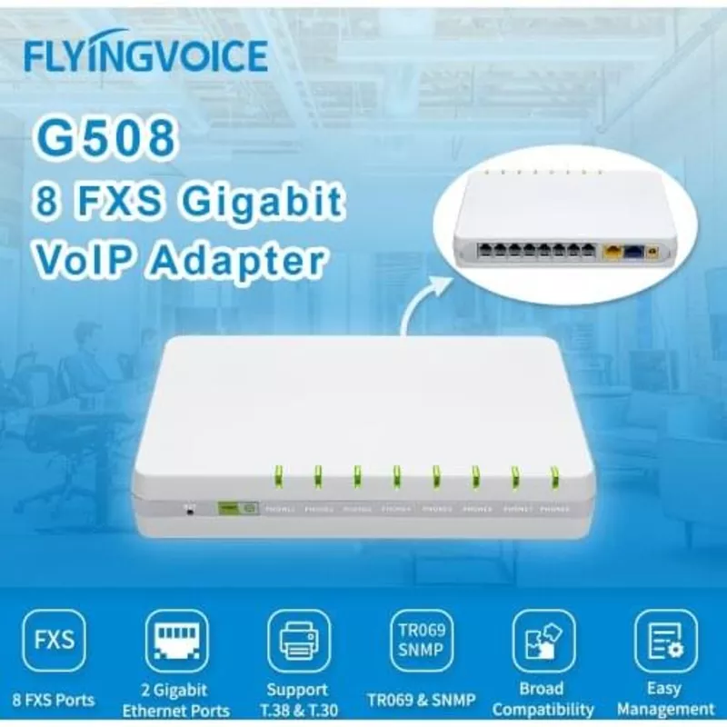 Flying Voice G508,  VOIP-шлюз,  8 портів FXS,  8 облікових записів SIP 5