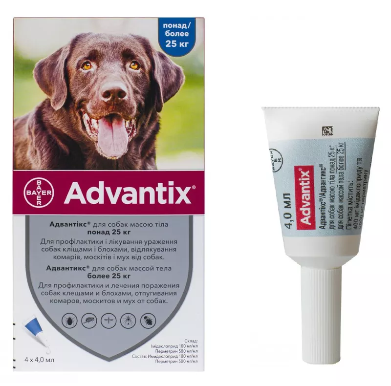 Bayer Advantix (Адвантикс) краплі на холку для собак 25-40 кг
