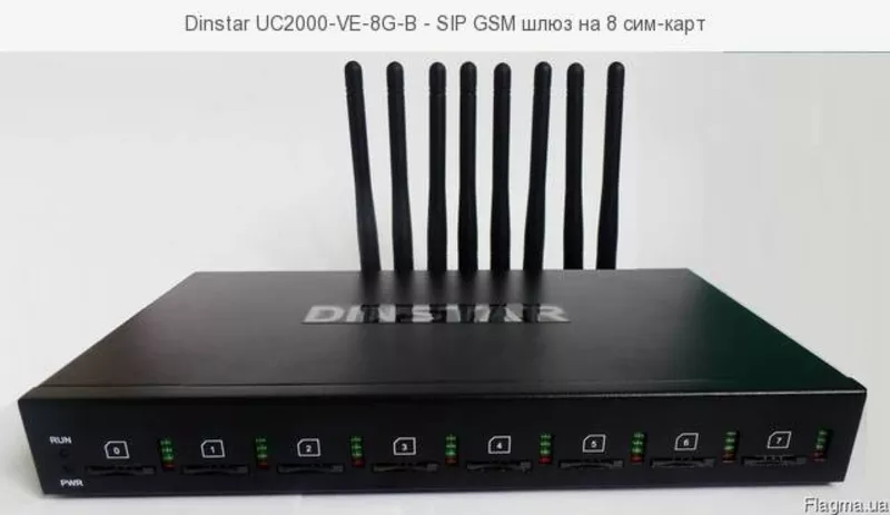 Dinstar UC2000-VE-8G-B - VoIP GSM шлюз на 8 GSM каналів