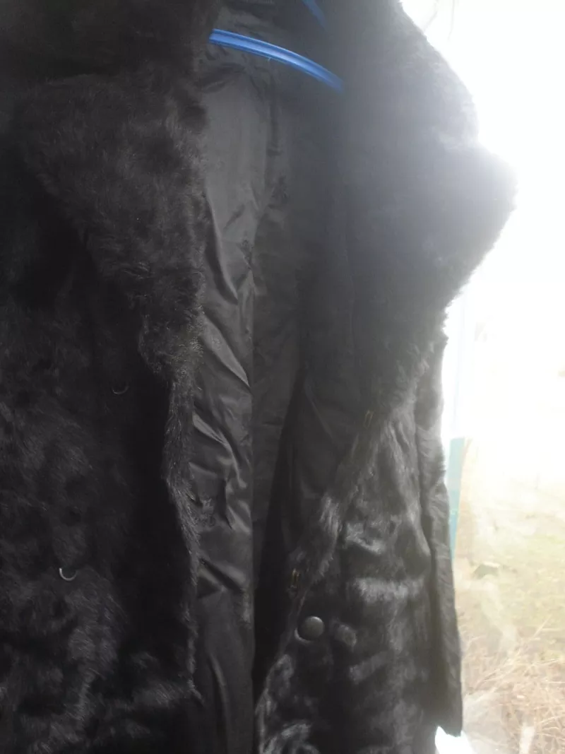 Шуба мужская черная из натурального меха ламы. 4