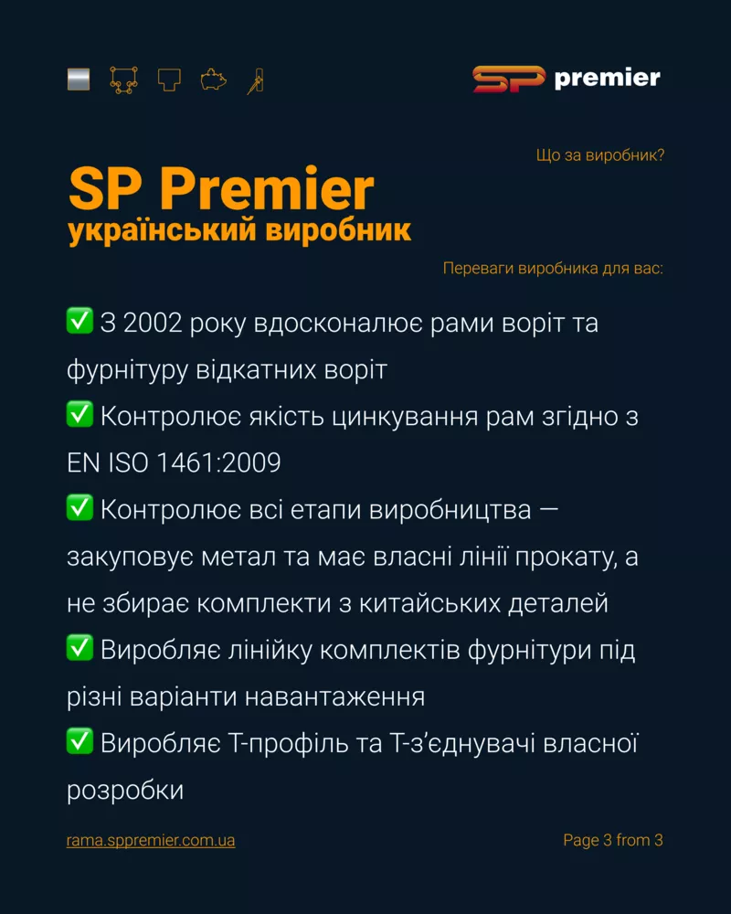 Оцинковані рами відкатних воріт SP Premier 4