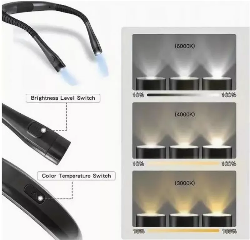 LED-ліхтарик на шию,  акумуляторний,  час роботи до 10 годин 5