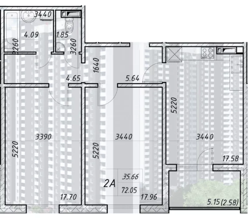 Пропонується 2к 72м в ЖК 