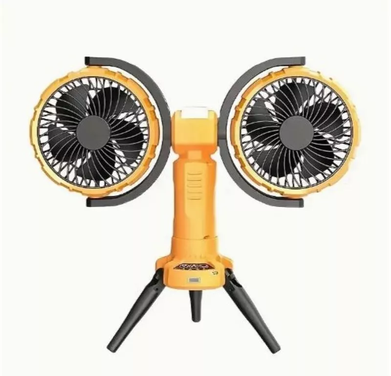 Двоголовий вуличний вентилятор з LED-підсвіткою,  акумулятор 8000мАг 4