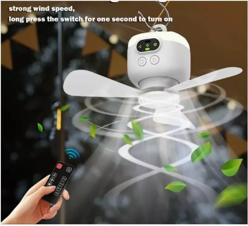 Навісний акумуляторний вентилятор, з підсвічуванням та дист.керуванням 2