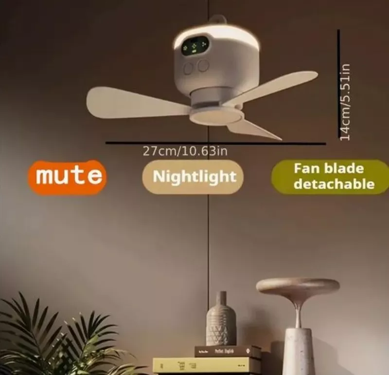 Навісний акумуляторний вентилятор, з підсвічуванням та дист.керуванням 4