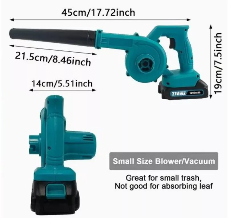 Бездротовий пилосос та повітродувка з двома акумуляторами 1300 мАг  4
